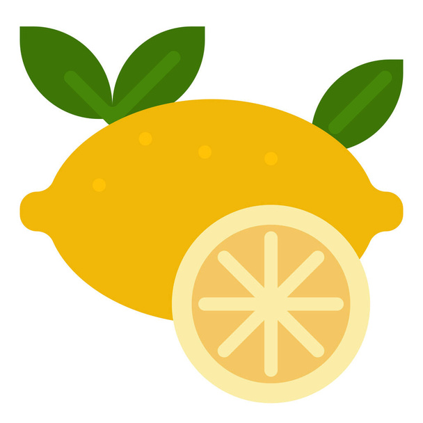 Zitronen essentielle duftende Ikone im flachen Stil - Vektor, Bild