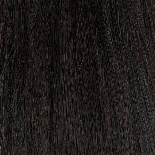 Human hair wig on a mannequin. Back view. Brunette. Straight hair - Photo, Image