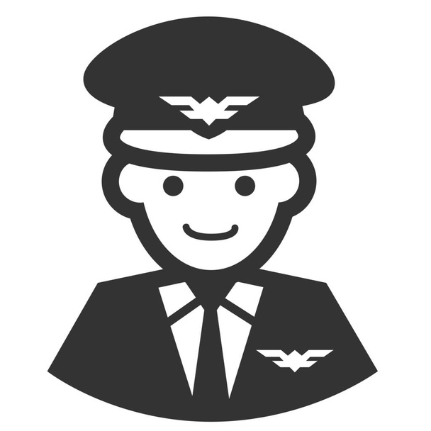 Ikona kapitána pilota letounu v pevném stylu - Vektor, obrázek