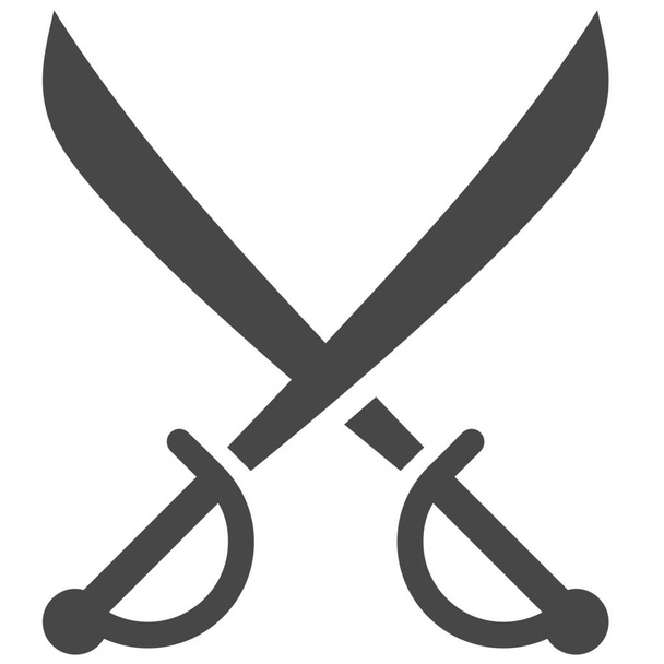 krzyż miecze pirat miecz ikona w Solid stylu - Wektor, obraz