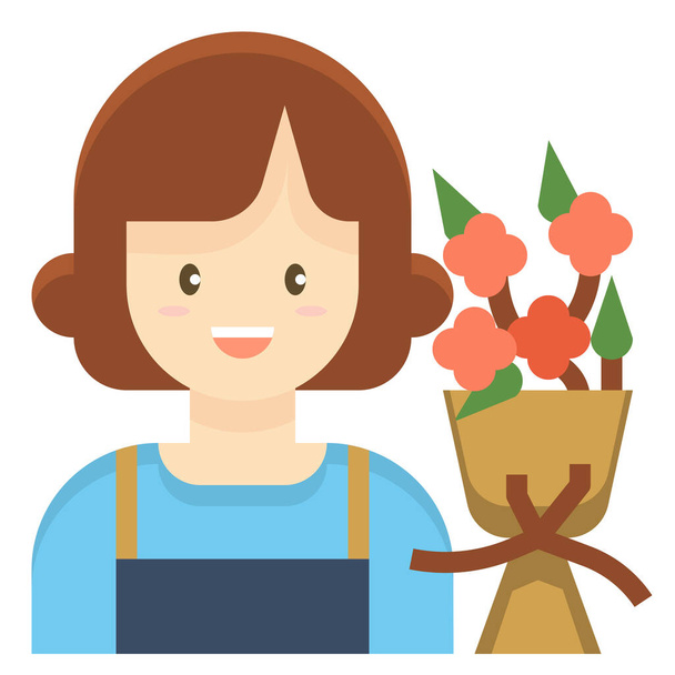 florista flor jardinero icono en estilo plano - Vector, Imagen