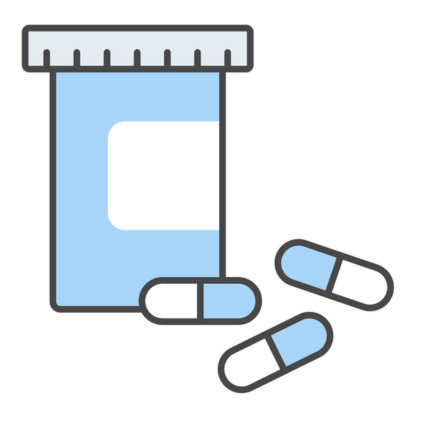 κάψουλα φάρμακα εικονίδιο φάρμακα σε γεμάτο στυλ περίγραμμα - Διάνυσμα, εικόνα