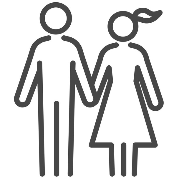 ζευγάρι εικονίδιο οικογενειάρχης σε στυλ περίγραμμα - Διάνυσμα, εικόνα