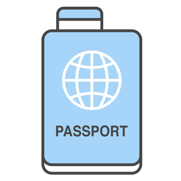 à bord icône passeport vacances dans le style contour rempli - Vecteur, image