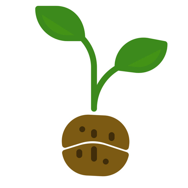 café do feijão crescer ícone em estilo plano - Vetor, Imagem