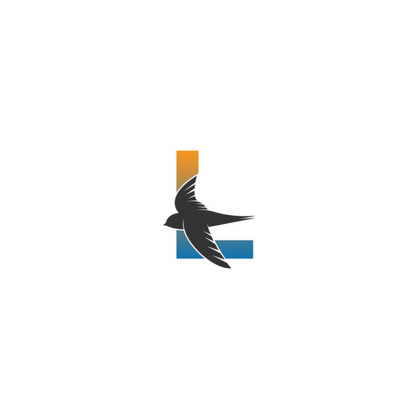 Логотип буквы L с векторным шаблоном с изображением птицы - Вектор,изображение