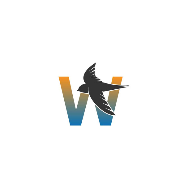 Логотип літери W зі швидким дизайном піктограм птаха Векторний шаблон
 - Вектор, зображення