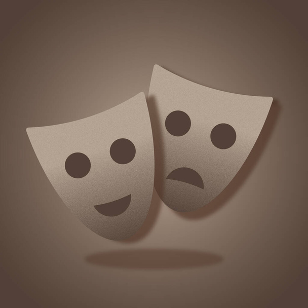 theatrical masks funny and sad face - Vector, Image