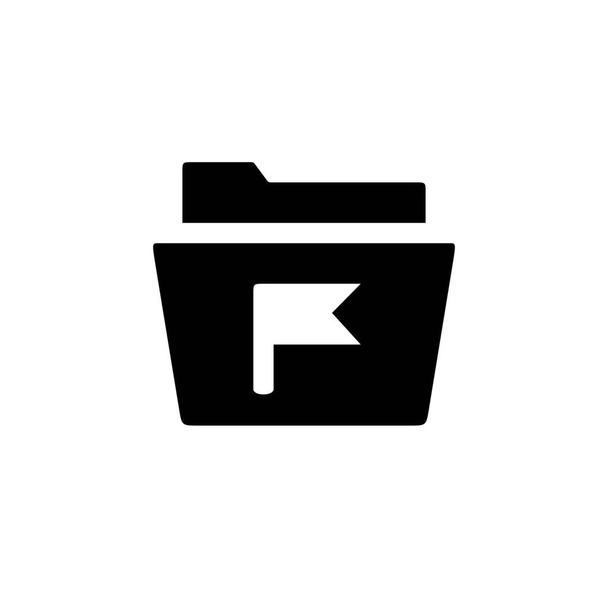 document flagged folder icon in Solid style - Vector, Image
