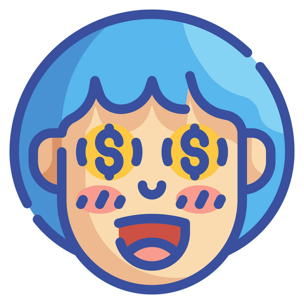 ikona emotikony dolaru - Vektor, obrázek