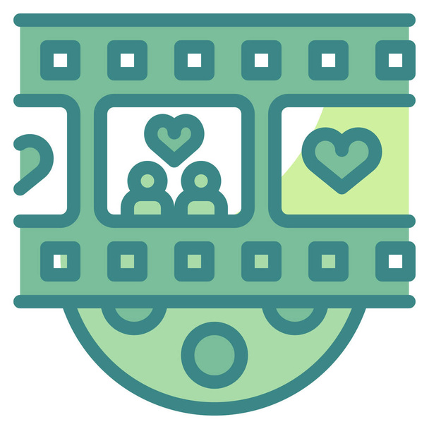 cinema love major icon in Filled outline style - Vector, Image