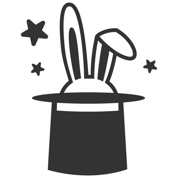 sombrero conejo magia mostrar icono en estilo sólido - Vector, Imagen