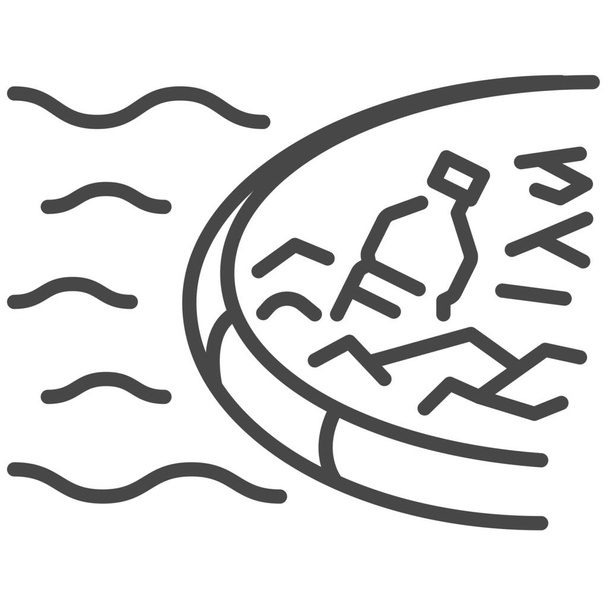 бар'єрний плаваючий морський значок в стилі контур
 - Вектор, зображення