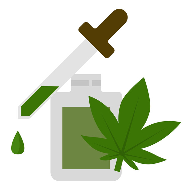 cannabis cbd extractie icoon in platte stijl - Vector, afbeelding
