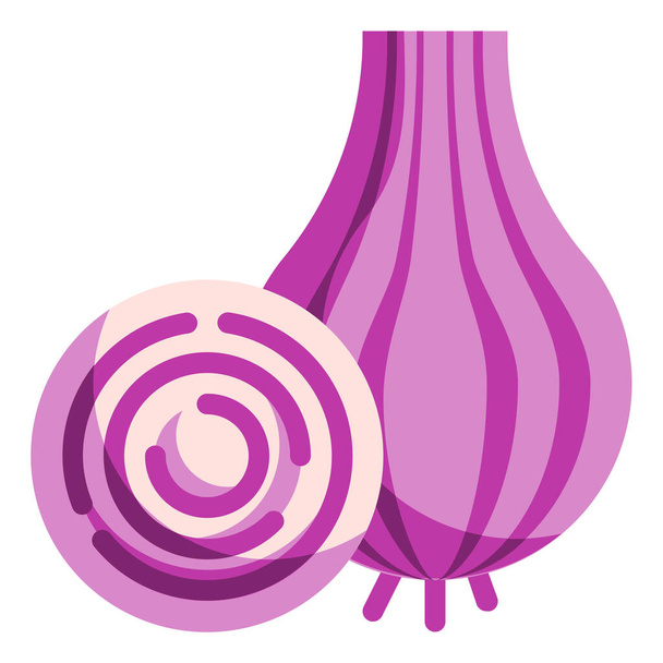 пищевой лук органический икона в плоском стиле - Вектор,изображение