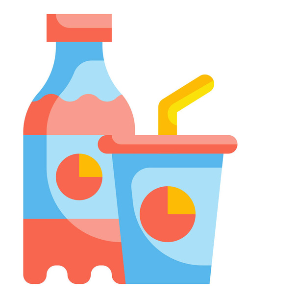 fles cola drank pictogram in platte stijl - Vector, afbeelding