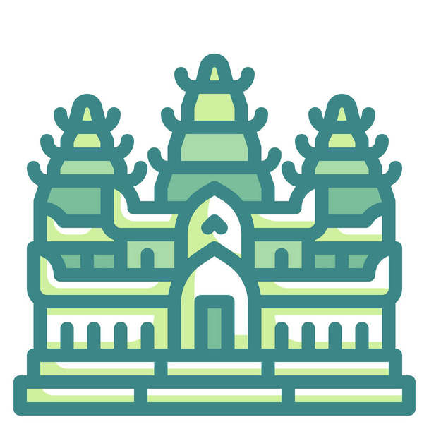 angkor építészeti ázsiai ikon - Vektor, kép