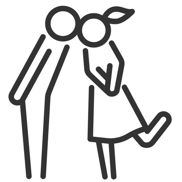 Paar küsst Ikone im Outline-Stil - Vektor, Bild