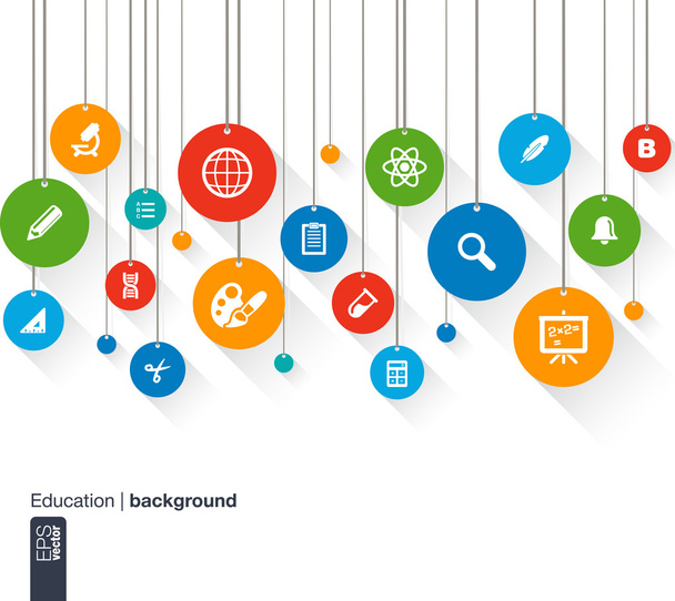 Abstract education background with lines, circles and icons - Vector, Image