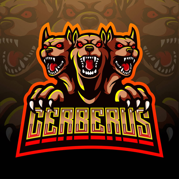 Cerberus esport logotipo mascote design - Vetor, Imagem