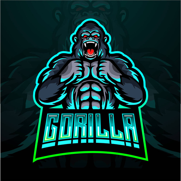 Goril esport logosu maskot tasarımı - Vektör, Görsel