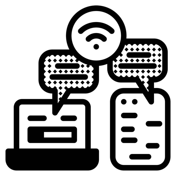 comunicación de chat icono de Internet en estilo de contorno lleno - Vector, Imagen