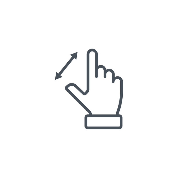 clic doigt icône geste dans le style de contour - Vecteur, image
