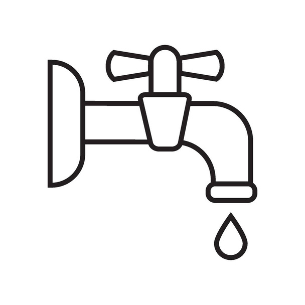Robinet d'eau d'icône de logo abstrait de dessin de ligne mince simple vectoriel isolé noir sur fond blanc - Vecteur, image