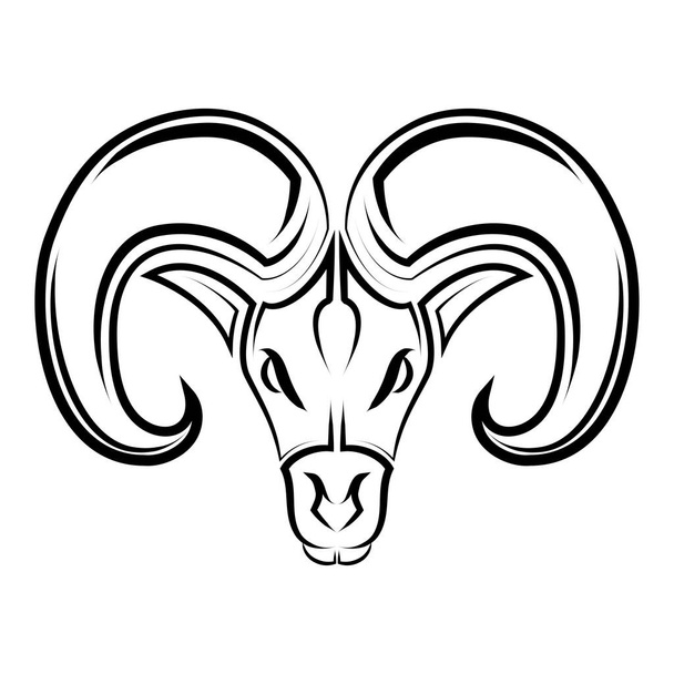 Black and white line art of Barbary sheep head. Good use for symbol, mascot, icon, avatar, tattoo, T Shirt design, logo or any design you want. - Vektör, Görsel