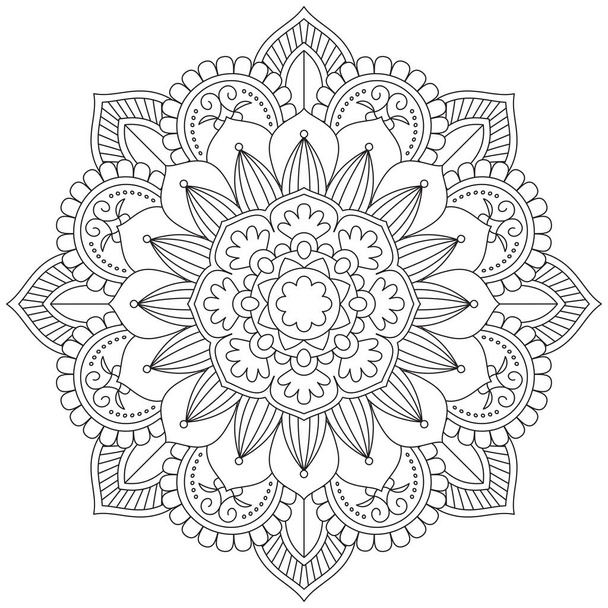 Feuille Coloriage Fleur Mandala Art Simple Graphique Forme vectorielle Floral Oriental contour Fleur Vintage Éléments décoratifs Modèle Illustration Islam Arabe Indien Turc Mystique Religion Moraux Lotus - Vecteur, image