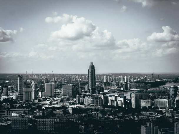 A eerie grayscale scenery of cityscape - Photo, Image