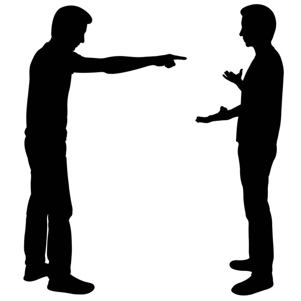 silhouette of a man accusing another man - Vector, Image