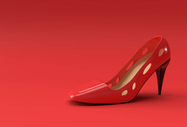 3D Render Κομψό κλασικό γυναικεία παπούτσια σε ψηλούς λόφους σε φόντο χρώμα. - Φωτογραφία, εικόνα