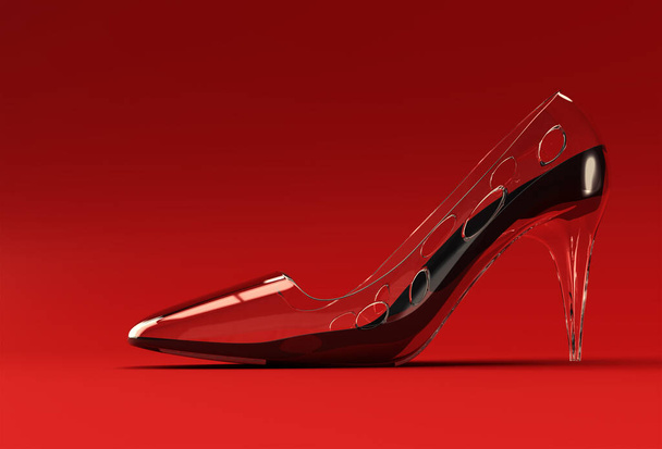 3D Render Zapatos clásicos de mujer con estilo en colinas altas sobre un fondo de color. - Foto, Imagen