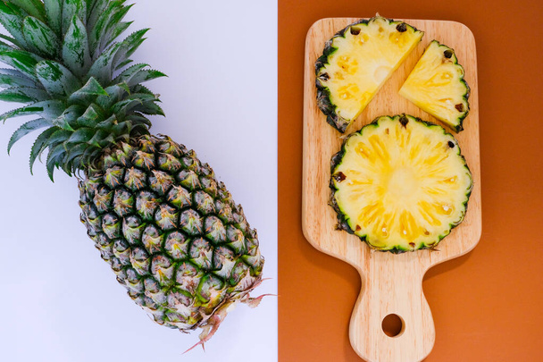 Fresh pineapples from the farm, come from the market, placed in the kitchen. - Photo, Image