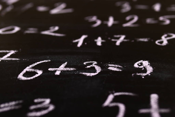 Math examples on a blackboard close-up - Photo, Image