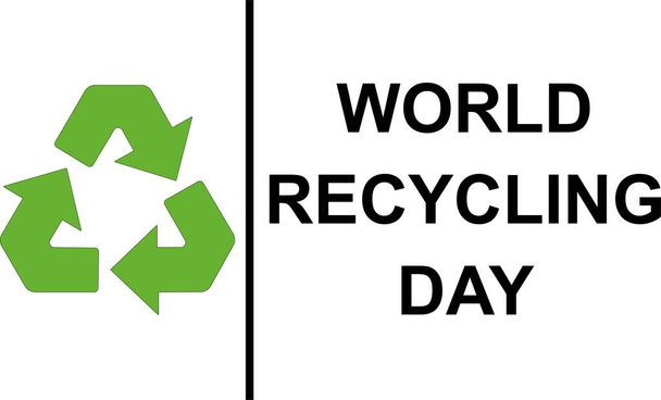 Símbolo, signo o logotipo del Día Mundial del Reciclaje. Fondo blanco. Icono Día Internacional. Ilustrado 2021, 17 de mayo. - Foto, imagen