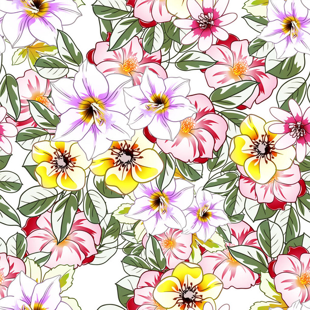 Abstract elegance seamless pattern with flowers, vector background - Vektor, obrázek