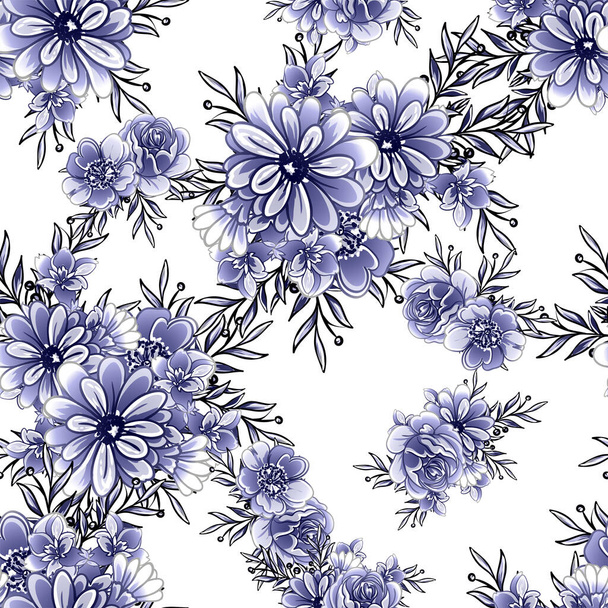 Abstract elegance seamless pattern with flowers, vector background - Wektor, obraz