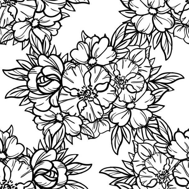 Abstract elegance seamless pattern with flowers, vector background - Vektori, kuva