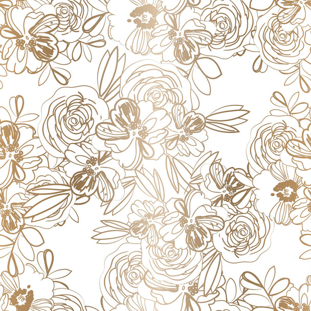 Elegancia abstracta patrón sin costuras con flores, fondo vectorial - Vector, Imagen