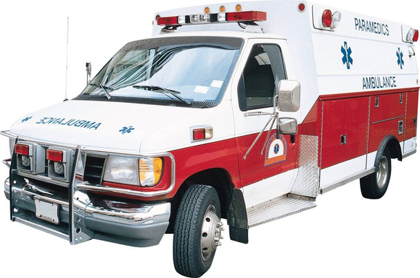 Beyaz arka planda ambulans arabası - Fotoğraf, Görsel