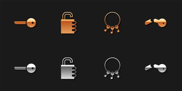 Set Key, Safe combination lock, Bunch of keys and Broken icon. Вектор. - Вектор,изображение
