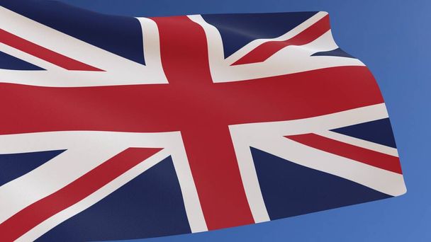Velká Británie vlajka vlnění ve větru - 3D ilustrace - Fotografie, Obrázek