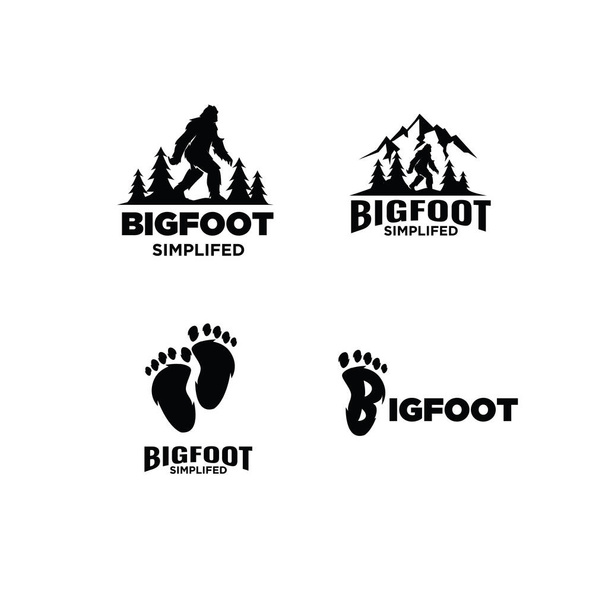Set sammlung Big foot yeti vektor schwarz logo icon illustration design isoliert hintergrund - Vektor, Bild