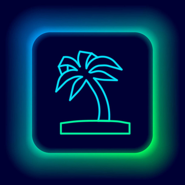 Ligne lumineuse néon Icône de palmier tropical isolé sur fond noir. Un cocotier. Concept de contour coloré. Vecteur - Vecteur, image
