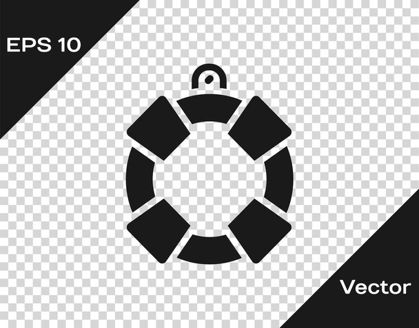 Icône Lifebuoy noire isolée sur fond transparent. Symbole de ceinture de sauvetage. Vecteur. - Vecteur, image