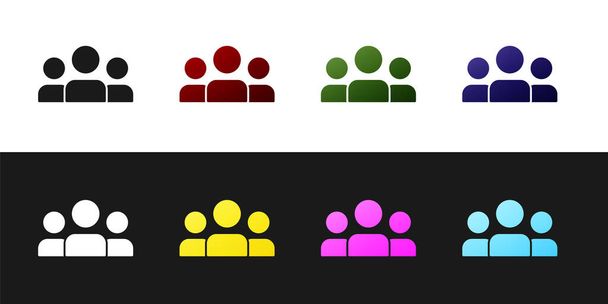 Definir Usuários ícone do grupo isolado no fundo preto e branco. Ícone de grupo de pessoas. Símbolo de avatar de negócios - ícone de perfil de usuários. Vetor. - Vetor, Imagem