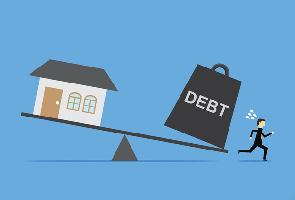 Il debito domestico sta cadendo sulla gente di affari - Vettoriali, immagini