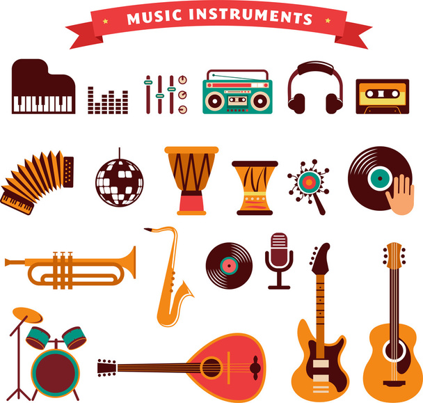 Conjunto de iconos de instrumentos musicales
 - Vector, Imagen